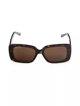 Прямоугольные солнцезащитные очки 52MM Balenciaga, цвет Havana