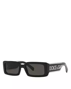 Прямоугольные солнцезащитные очки, 53 мм Dolce & Gabbana, цвет Black