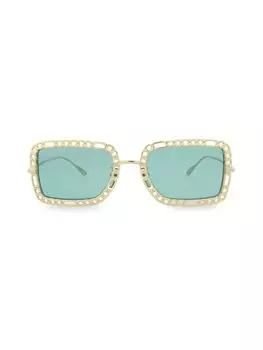 Прямоугольные солнцезащитные очки 54MM с цепочкой Gucci, золото