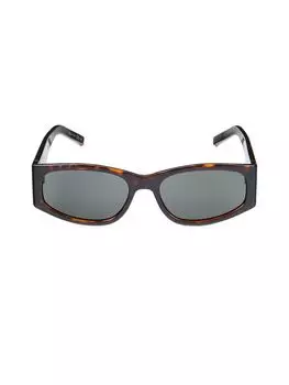 Прямоугольные солнцезащитные очки 55MM Saint Laurent, цвет Havana Grey