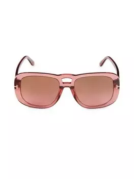 Прямоугольные солнцезащитные очки 56MM Tom Ford, розовый