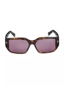 Прямоугольные солнцезащитные очки 56MM Tom Ford, коричневый