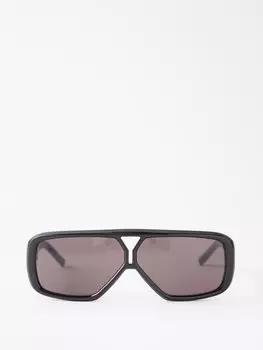 Прямоугольные солнцезащитные очки-авиаторы из ацетата Saint Laurent, черный