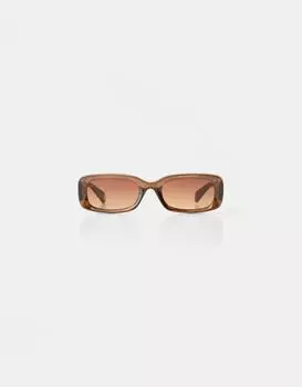 Прямоугольные солнцезащитные очки Bershka, коричневый