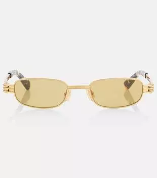 Прямоугольные солнцезащитные очки Bottega Veneta, Gold-Gold-Yellow