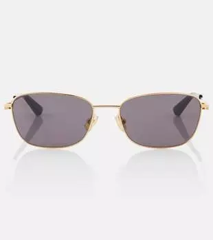 Прямоугольные солнцезащитные очки Bottega Veneta, Gold-Gold-Grey