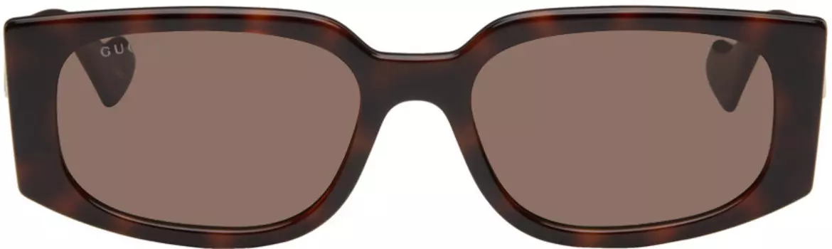 Прямоугольные солнцезащитные очки черепаховой расцветки Gucci, цвет Havana