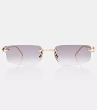 Прямоугольные солнцезащитные очки Clash De Cartier Cartier Eyewear Collection, Gold-Gold-Grey