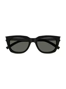 Прямоугольные солнцезащитные очки Combi Corner Angle Bold 53MM из ацетата ацетата Saint Laurent, черный