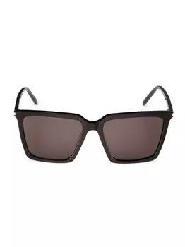 Прямоугольные солнцезащитные очки Corner Angle 56MM Saint Laurent, черный