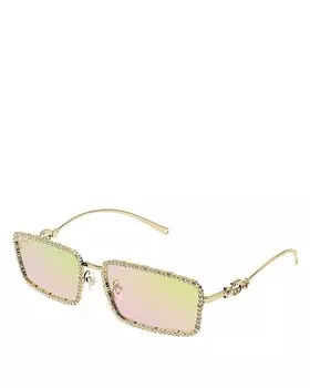 Прямоугольные солнцезащитные очки Gucci Bling Bling со стразами, 58 мм, золотой