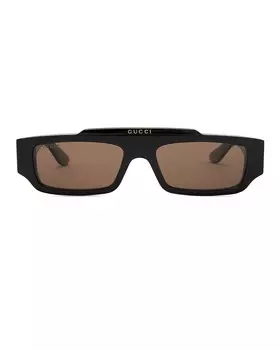 Прямоугольные солнцезащитные очки Gucci, цвет Black & Brown
