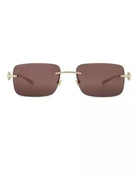 Прямоугольные солнцезащитные очки Gucci, цвет Gold & Brown