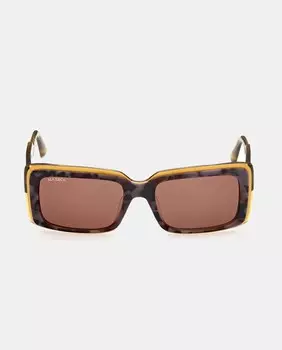 Прямоугольные солнцезащитные очки из ацетата цвета гавана с контрастными дужками MAX&Co., коричневый