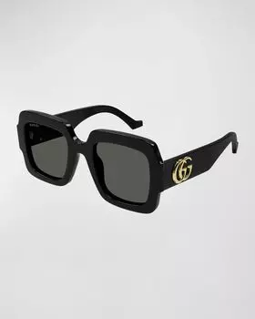 Прямоугольные солнцезащитные очки из ацетата GG Gucci, цвет Black