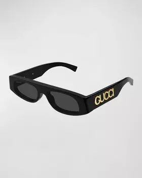 Прямоугольные солнцезащитные очки из ацетата с логотипом Gucci, цвет Black