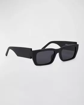 Прямоугольные солнцезащитные очки из пальмового ацетата Palm Angels, цвет Matte Black Dark Grey