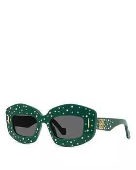 Прямоугольные солнцезащитные очки Loewe Anagram, 49 мм, зеленый