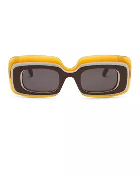 Прямоугольные солнцезащитные очки Loewe, цвет Light Brown & Smoke