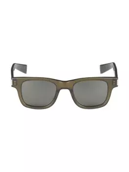 Прямоугольные солнцезащитные очки New Wave 47MM Saint Laurent, зеленый