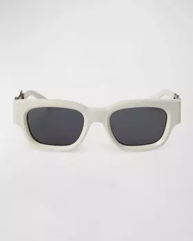 Прямоугольные солнцезащитные очки Posey из ацетата Palm Angels, цвет White Dark Grey