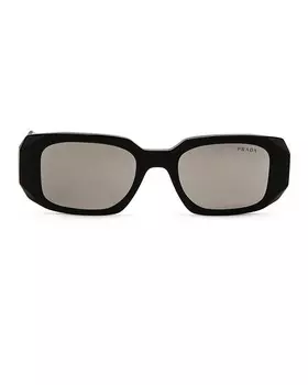 Прямоугольные солнцезащитные очки Prada, цвет Black & Mirror Silver