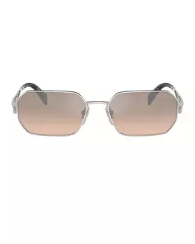 Прямоугольные солнцезащитные очки Prada, цвет Silver & Mirror Light Brown