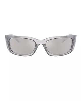 Прямоугольные солнцезащитные очки Prada, цвет Transparent Silver