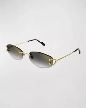 Прямоугольные солнцезащитные очки с градиентом из металла Cartier, цвет Smooth Golden Finish