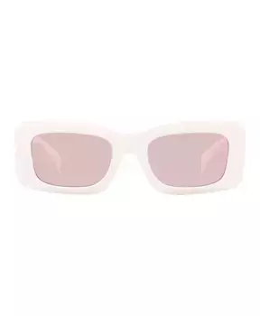 Прямоугольные солнцезащитные очки с розовыми линзами и оправой M Versace, белый