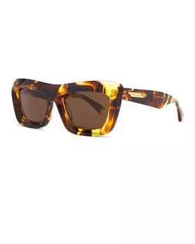 Прямоугольные солнцезащитные очки Scoop Bottega Veneta, цвет Havana & Brown