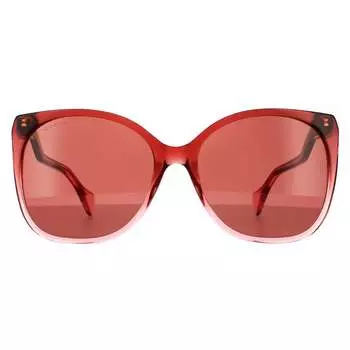 Прямоугольные женские солнцезащитные очки бордово-красного цвета Gucci, фиолетовый