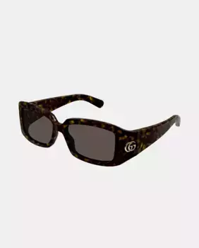Прямоугольные женские солнцезащитные очки коричневого цвета гавана Gucci