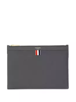 Прямоугольный клатч из зернистой кожи THOM BROWNE, серый