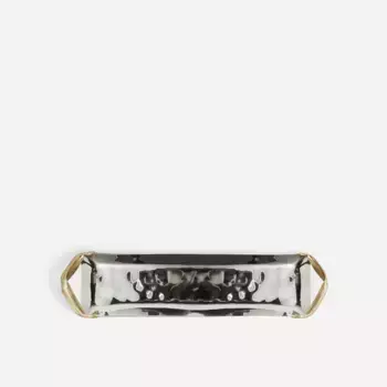 Прямоугольный металлический поднос с ручками Corn El Corte Ingls, серебро