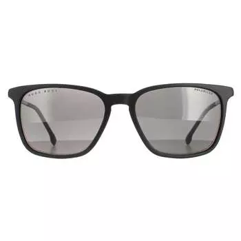 Прямоугольный мужской матовый серый поляризованный босс 1183/s/it Hugo Boss, черный