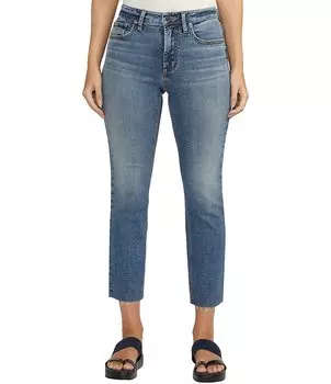 Прямые эластичные джинсы до щиколотки Silver Jeans Co. Most Wanted со средней посадкой, синий