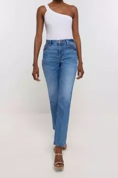 Прямые эластичные джинсы с высокой посадкой River Island, синий