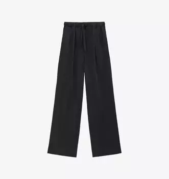 Прямые атласные брюки с завязками на талии Loewe, черный