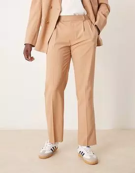 Прямые брюки ASOS DESIGN цвета верблюжьей шерсти