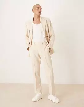 Прямые брюки ASOS DESIGN из хлопка цвета экрю