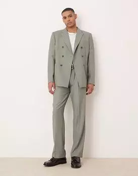 Прямые брюки ASOS DESIGN из костюма с текстурой зеленого шалфея