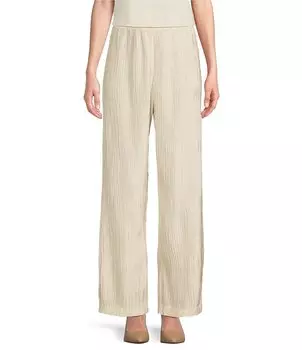 Прямые брюки без шнурков Caroline Rose со складками и жатыми складками, слоновая кость