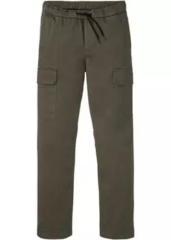 Прямые брюки без застежки стандартного кроя из термоэластичной ткани Bpc Bonprix Collection, зеленый