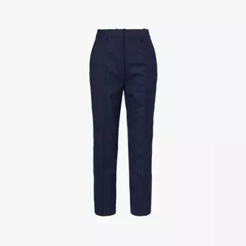 Прямые брюки Blaine в полоску с высокой посадкой из эластичной шерсти Anine Bing, белый