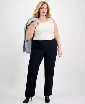 Прямые брюки больших размеров со средней посадкой без застежки I.N.C. International Concepts, черный