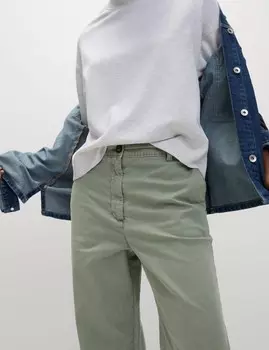 Прямые брюки-чиносы Grazer с высоким содержанием хлопка до щиколотки Marks & Spencer, оникс