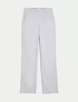 Прямые брюки-чиносы из хлопка с высоким содержанием хлопка Marks & Spencer, жемчужно-серый