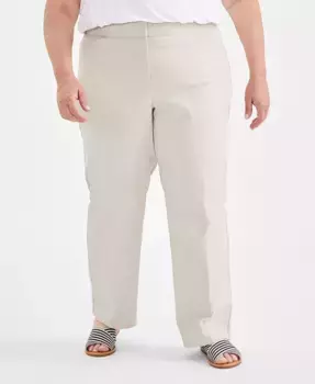 Прямые брюки для пышных форм Plus Size Curvy-Fit JM Collection, коричневый/бежевый