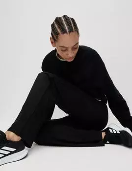 Прямые брюки-джоггеры из хлопка с полосками по бокам Goodmove, черный